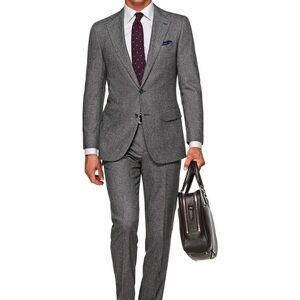 Suitsupply Lazio Grey Birdseye Suit - 38L